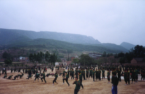 Thousands of kids training martial arts 
