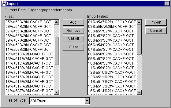 Import dialog