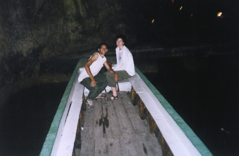 The only way into White Horse cave (by boat)