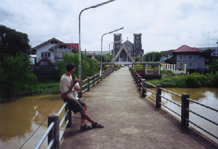 Crossing the bridge to the Cathedral.